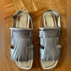 Tods Silver flat sandals